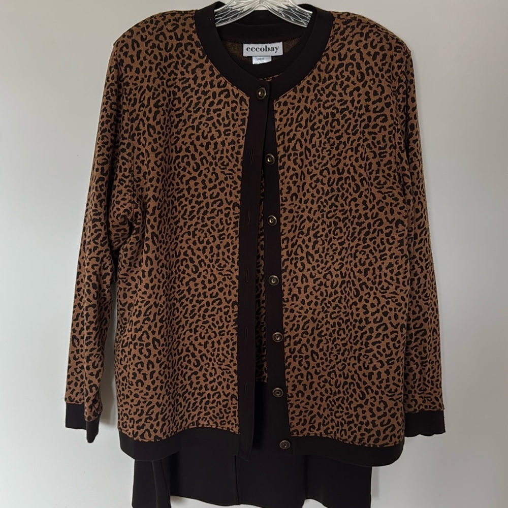 Leopard print 3 pc skirt set